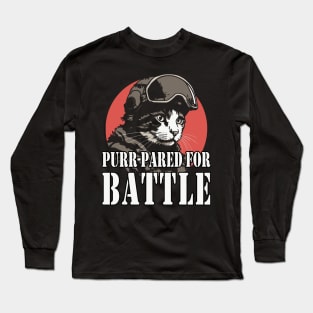 Cat Warrior Paws Purr Funny Retro Pilot Long Sleeve T-Shirt